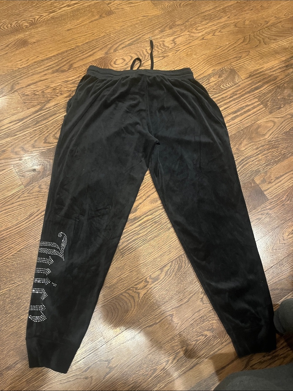Juicy Couture Black Velour Rhinestone Logo Joggers